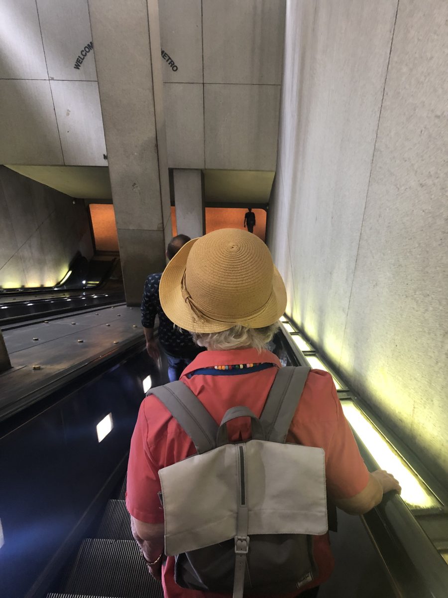 Jane using the DC Metro Escalator