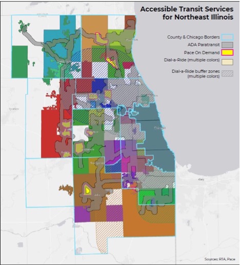 Map of Accessible Transit Services for Northeast Illinois (Chicagoland Region)